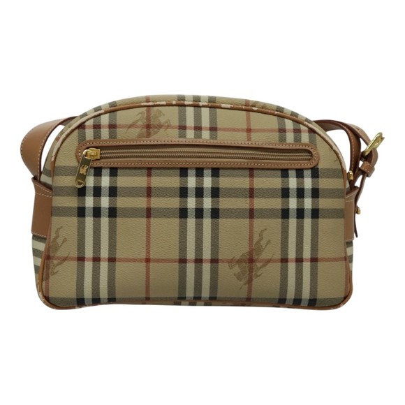 Burberrys Nova Check Shoulder Bag PVC Beige Gold Auth 96329